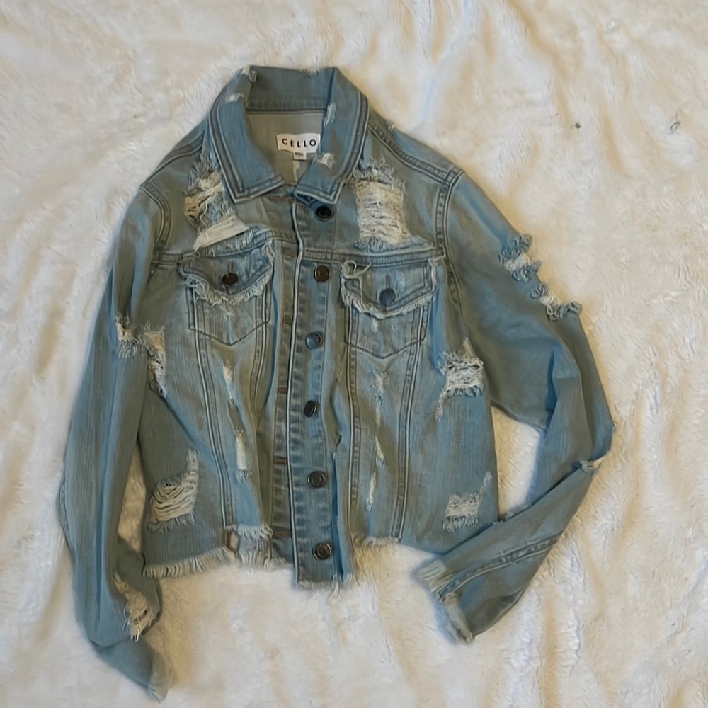 cute jean jacket with rips